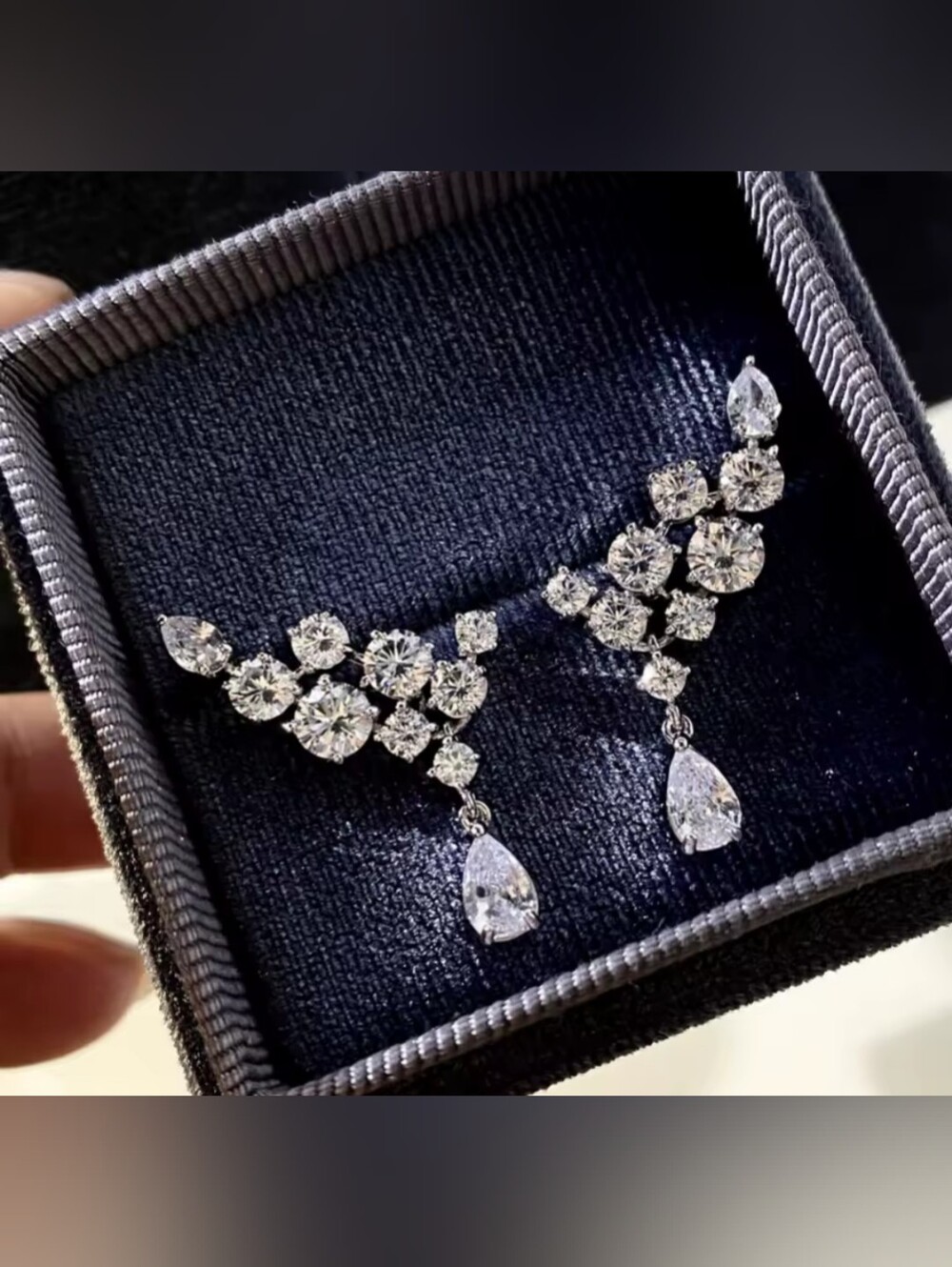White Rhodium Crystal Earrings